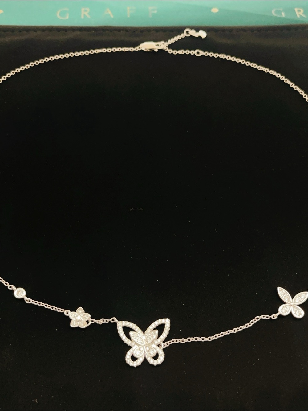 Butterfly Motif Necklace in White Tone by